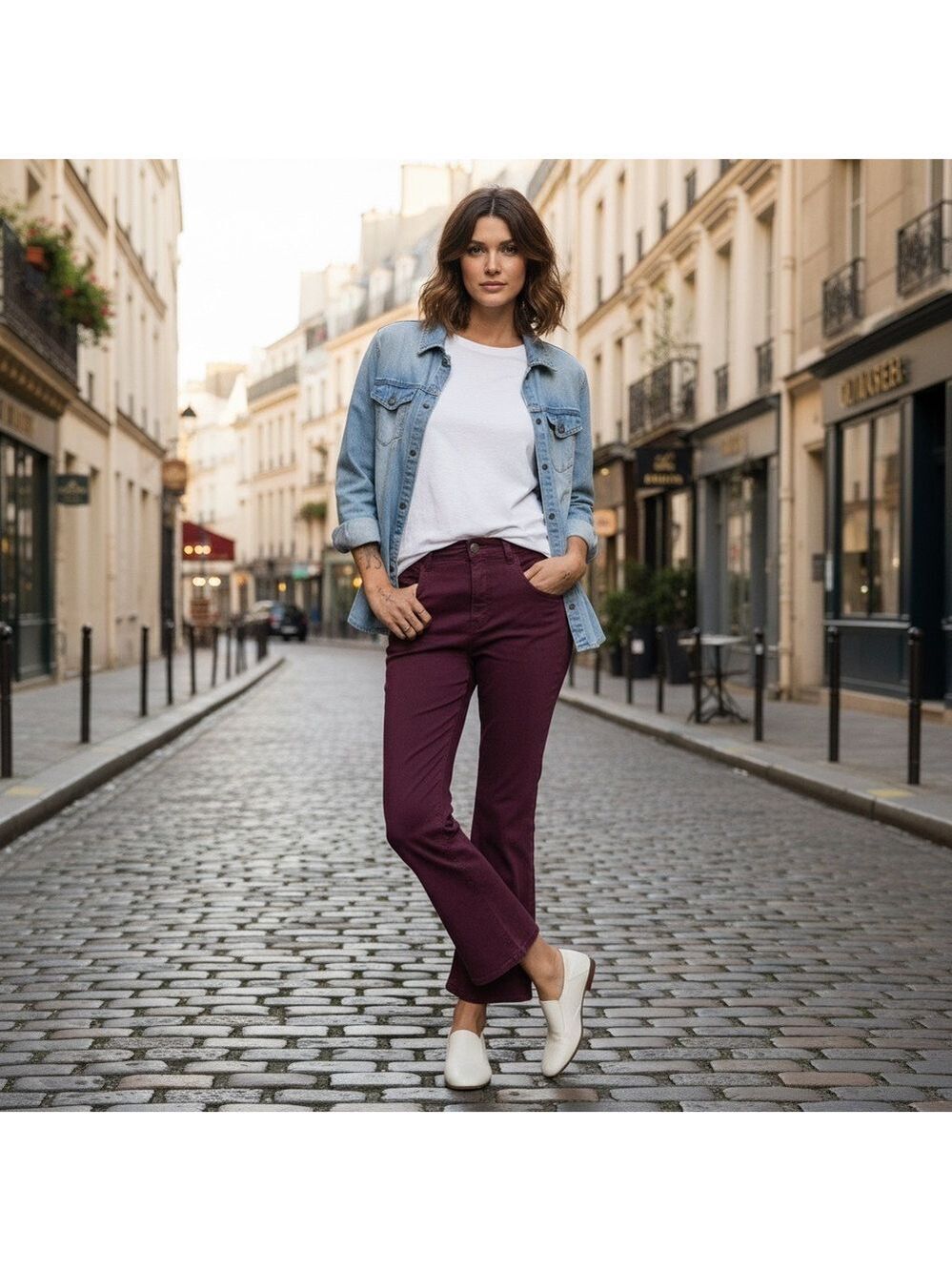 Current/elliott Women’s Burgundy Raw Hem Crop Bootcut Jeans Size 27 Western